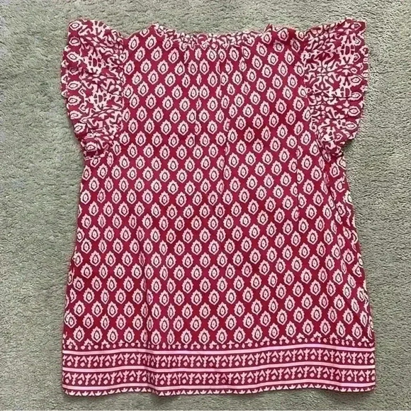 Vineyard Vines Short Sleeve Ruffle Shirt Size XS - Like New - Picture 2 of 4